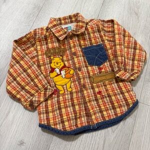 Disney Winnie the Pooh Kids Plaid Shirt - Orange and Blue